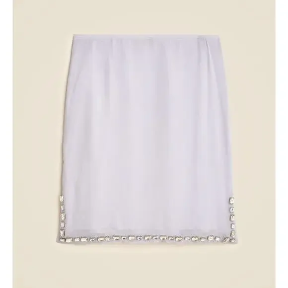 J.Crew Collection Knee Length Organza Slip Skirt Jewels Misty Grey US 8 NWT - Picture 2 of 13